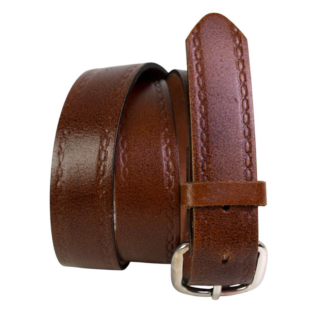 Yves FRANCE TOOLED BROWN GENUINE LEATHER 1 1/8"Wd CASUAL DRESS BELT Sz 42/90(G8
